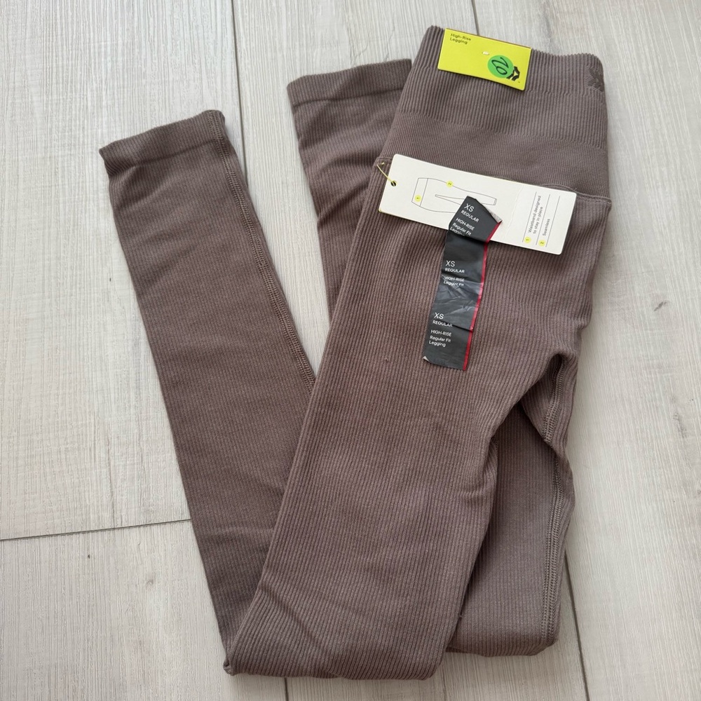 Brown Ribbed Leggings All In Motion XS NWT